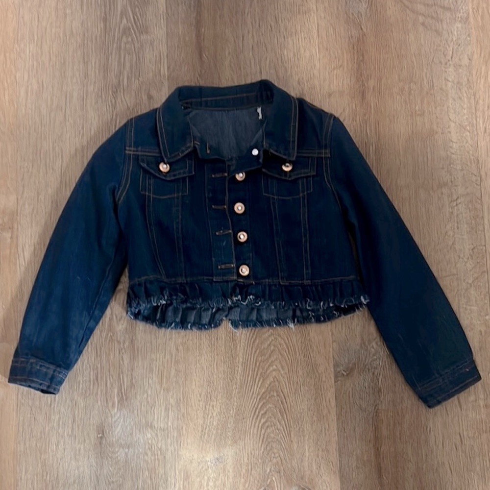 Kids Denim Jacket with Ruffle Hem Girls 6x